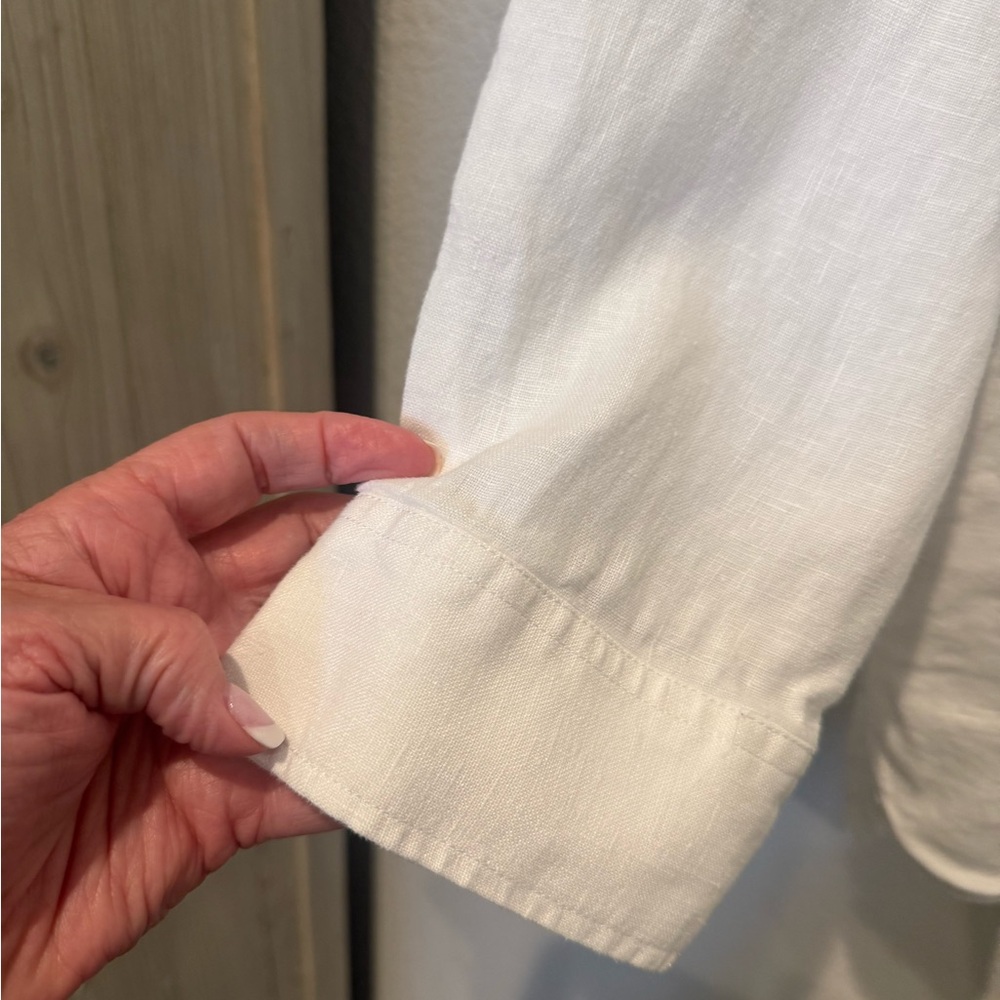 Athleta White Linen Button-Up Shirt - Picture 4 of 4